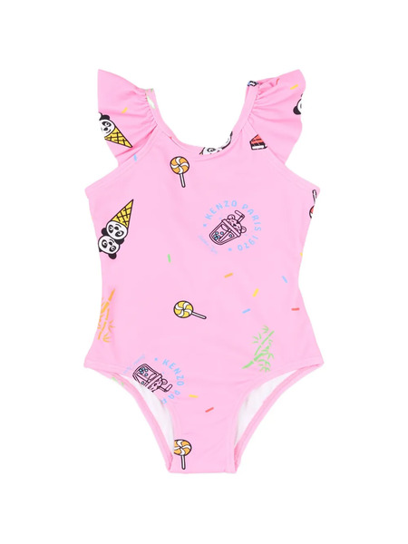  Kenzo Kids Ruffled Printed Swimsuit - Pink 