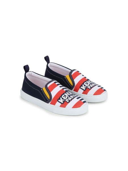  Kenzo Kids Stripe Logo-print Slip-on Sneakers - Blue 