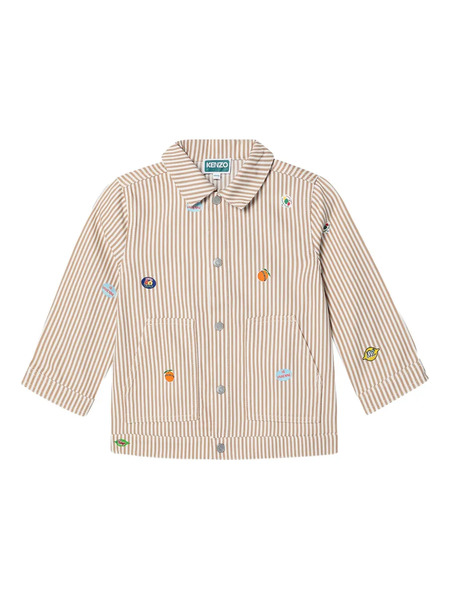  Kenzo Kids Striped Appliqué Jacket - Neutrals 
