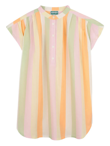  Kenzo Kids Striped Buttoned Dress - Neutrals 