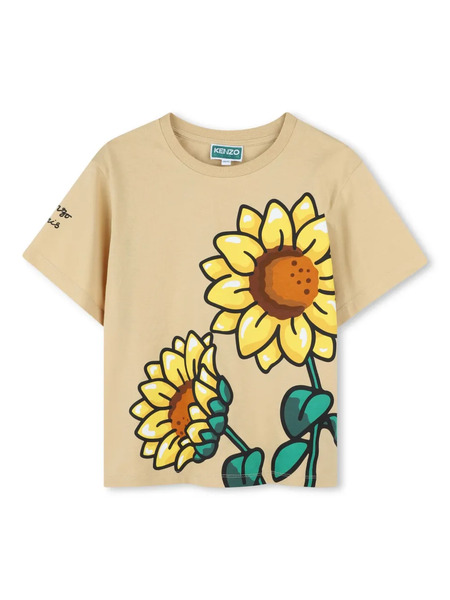 Kenzo Kids Sunflower-print T-shirt - Neutrals 