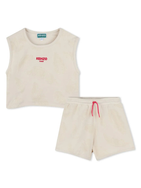  Kenzo Kids Terry-cloth Jacquard Top And Shorts Set - Neutrals 