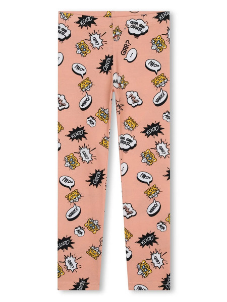  Kenzo Kids Tiger-print Jersey Leggings - Neutrals 