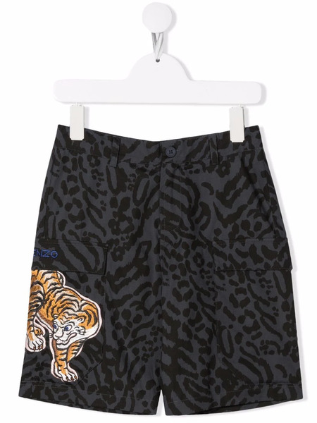  Kenzo Kids Tiger-print Shorts - Grey 