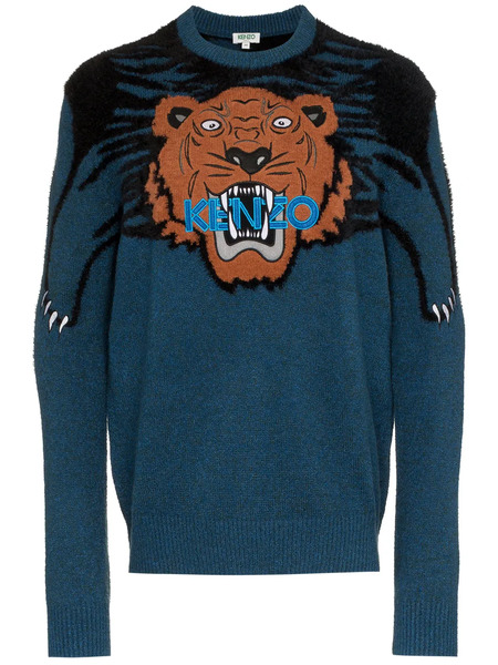  Kenzo Large Tiger Intarsia Jumper - Blue 