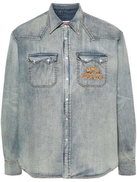  Kenzo Logo-embroidered Denim Shirt - Blue 