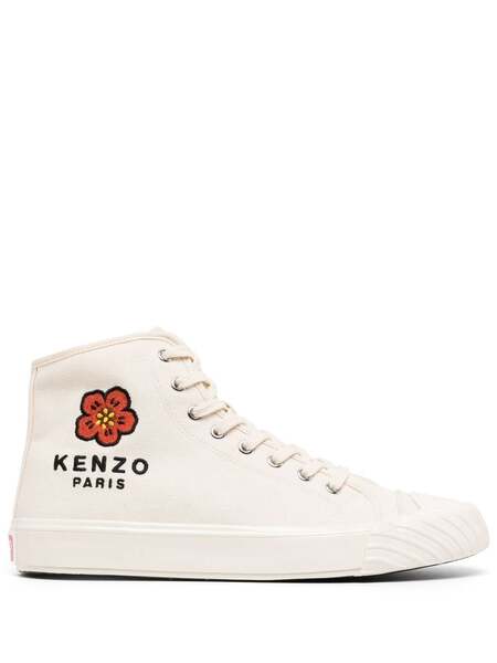  Kenzo Logo-embroidered High-top Sneakers - Neutrals 