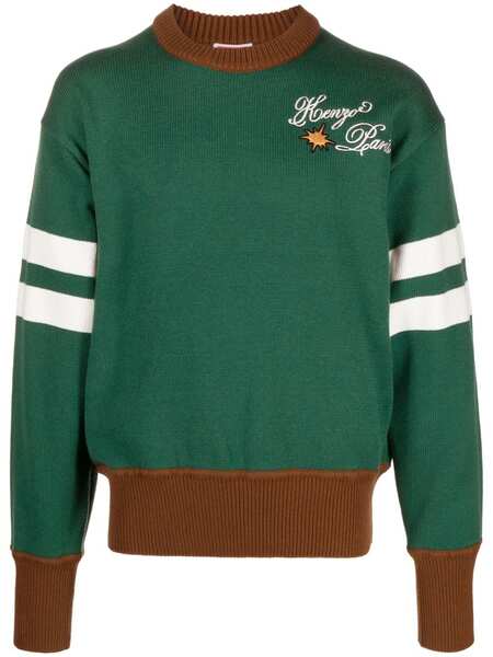  Kenzo Logo-embroidered Wool-blend Jumper - Green 