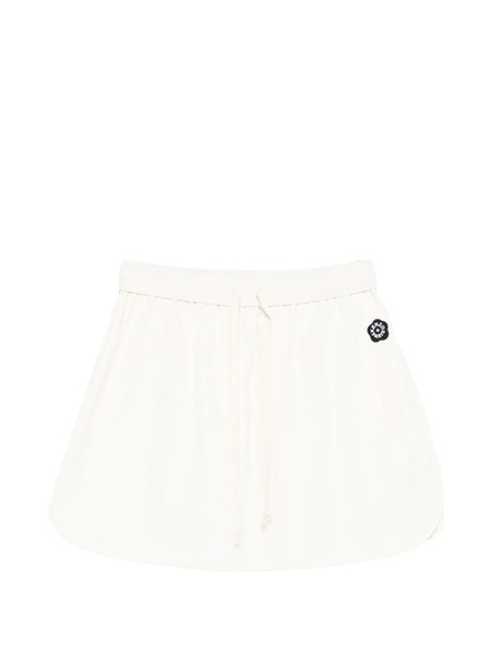  Kenzo Logo-patch Drawstring Mini Skirt - Neutrals 