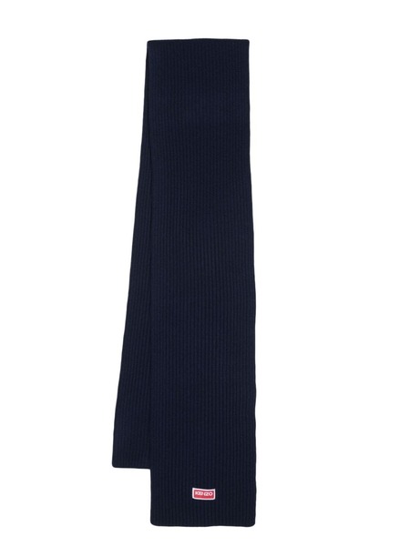  Kenzo Logo-patch Ribbed-knit Scarf - Blue 