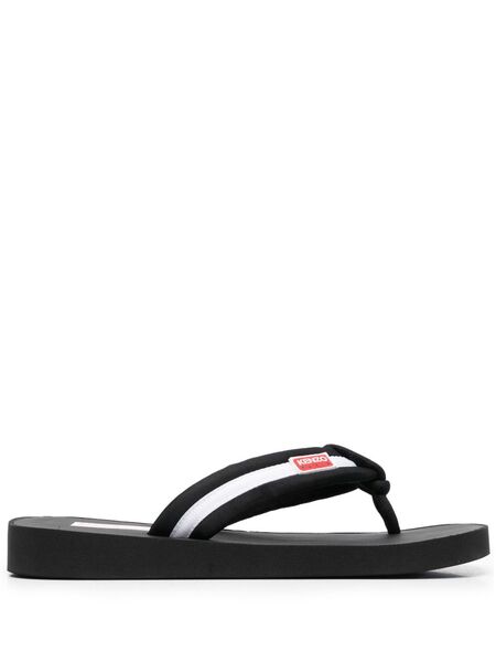  Kenzo Logo-patch Striped Flip Flops - Black 
