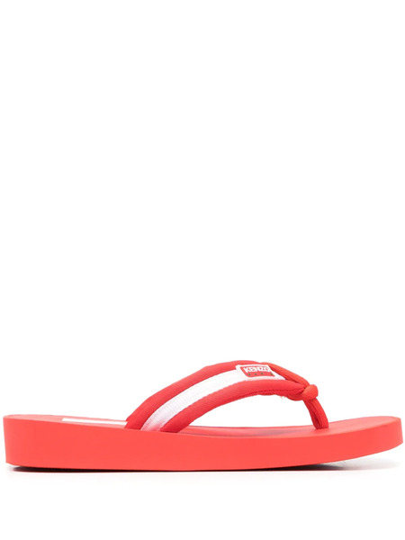  Kenzo Logo-patch Striped Flip Flops - Red 