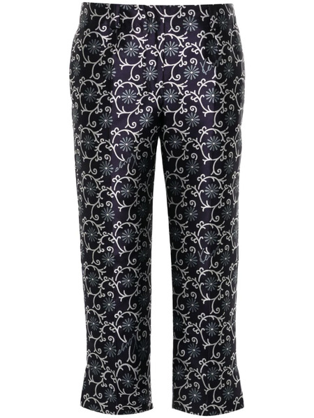  Kenzo Marguerite Jacquard Cropped Trousers - Blue 