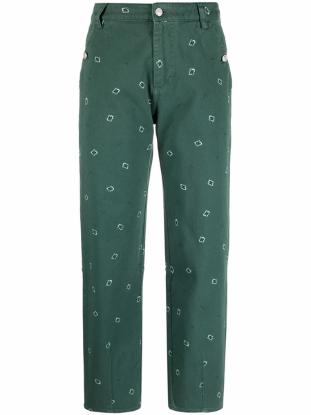  Kenzo Paisley-print Cropped Trousers - Green 
