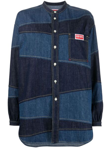  Kenzo Paris Patchwork Denim Shirt - Blue 