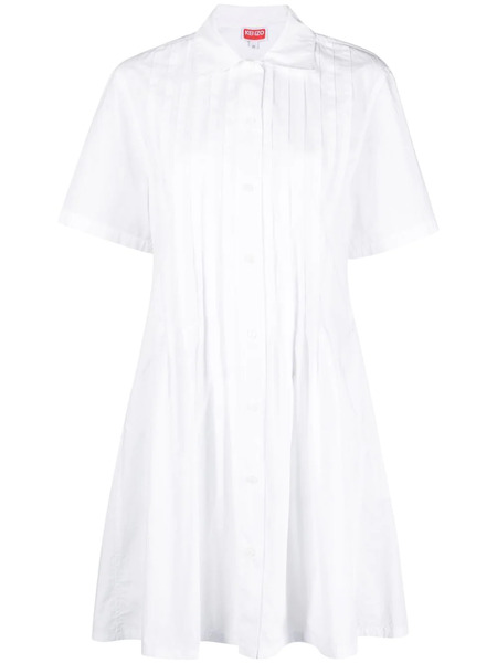  Kenzo Pintuck Short-sleeve Dress - White 
