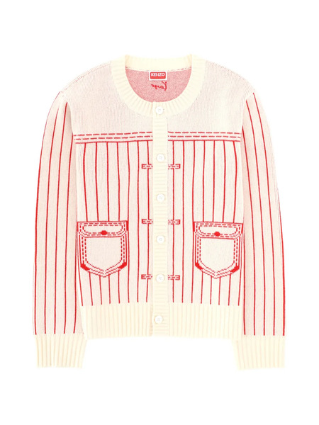  Kenzo Pockets Striped Cardigan - Neutrals 