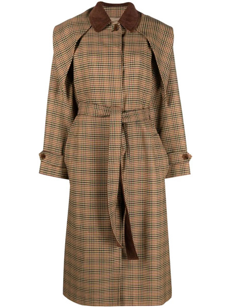  Kenzo Prince Of Wales-pattern Belted Trench Coat - Neutrals 