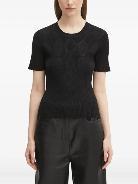  Kenzo Ribbed-knit Diamond-pattern Top - Black 