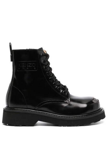  Kenzo Kenzosmile Leather Ankle Boots - Black 