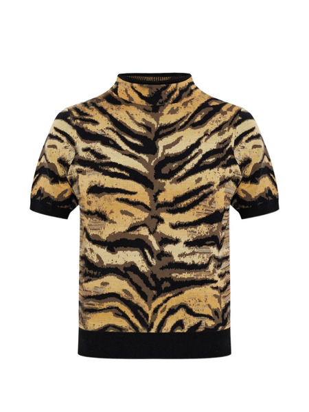  Kenzo Tiger-print Roll-neck T-shirt - Neutrals 
