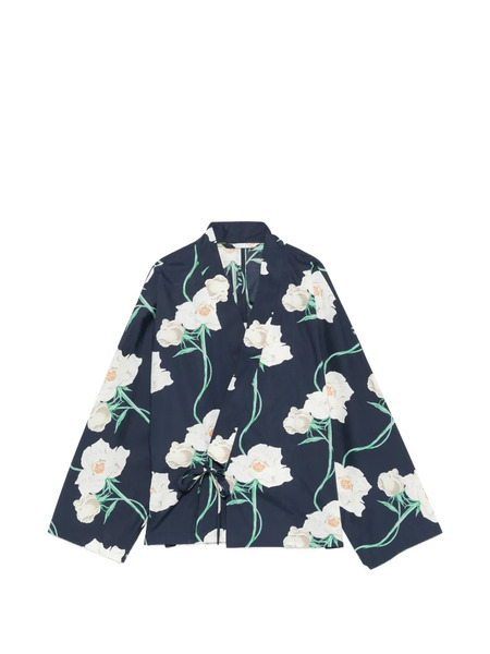  Kenzo V-neck Floral-print Shirt - Blue 