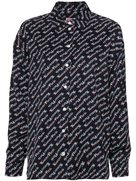  Kenzo Verdy Monogram-print Shirt - Blue 