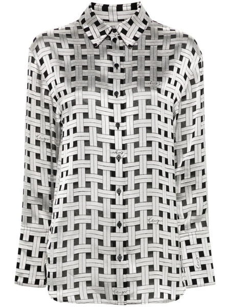  Kenzo Weave-print Satin Shirt - Black 