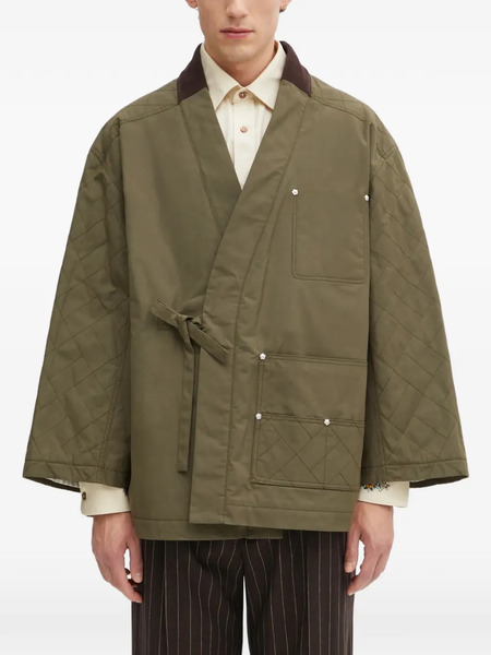  Kenzo Weave Quilted Tie-detail Jacket - Green 