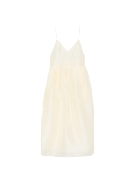  Khaite Colette V-neck Midi Dress - Neutrals 