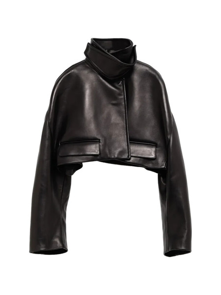  Khaite Cropped Leather Jacket - Black 