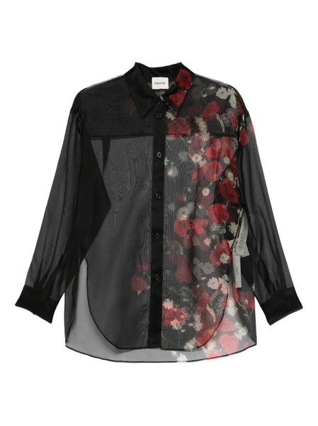  Khaite Floral Sheer Shirt - Black 