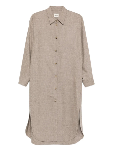  Khaite Gloria Button Long-sleeve Midi Dress - Neutrals 