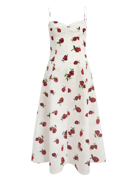  Khaite Isabella Floral-print Midi Dress - Neutrals 