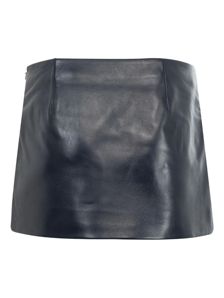 Khaite Jett Leather Mini Skirt - Blue 