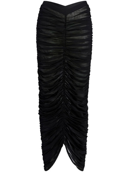 Khaite Laure Ruched Silk Skirt - Black 