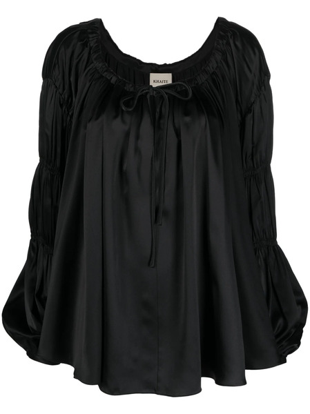  Khaite Lenny Scoop-neck Silk Blouse - Black 