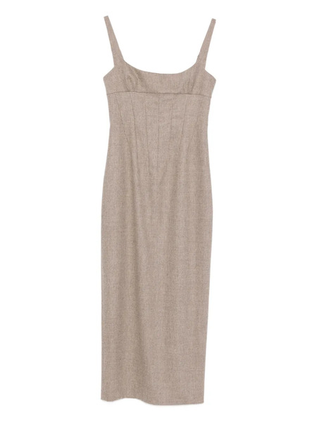  Khaite Lotte Square-neck Midi Dress - Neutrals 