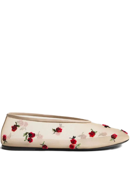  Khaite Marcy Raspberry-embroidered Flats - Neutrals 