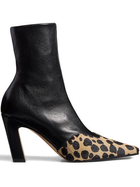  Khaite 85mm Nevada Hyena-print Square Toe Boots - Black 