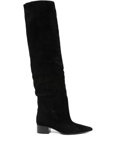  Khaite 40mm Pointed-toe Suede Boots - Black 