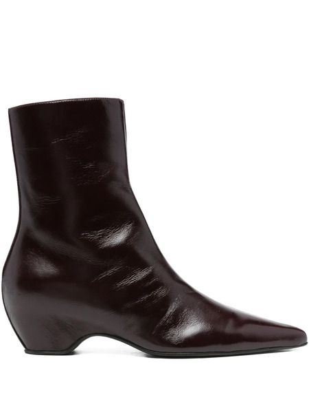  Khaite 30mm Sybil Leather Ankle Boots - Red 