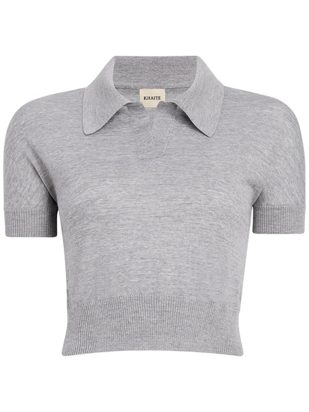  Khaite Morgane Polo Top - Grey 