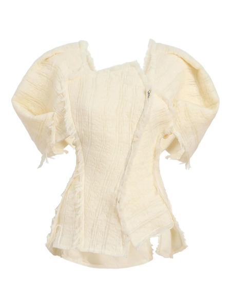  Khaite Quan Frayed-sleeve Top - Neutrals 