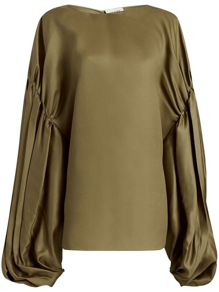  Khaite Quico Pleat-detail Silk Blouse - Brown 