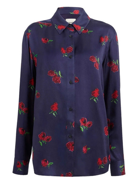  Khaite Rose-print Button-down Shirt - Blue 