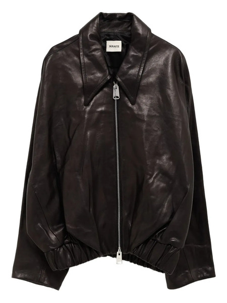  Khaite Ruched-hem Lambskin Jacket - Black 
