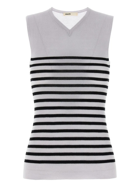  Khaite Striped Sleeveless Top - White 