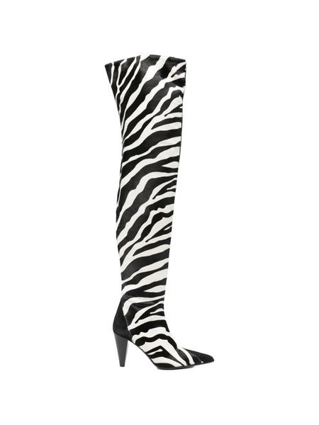  Khaite Zebra-print Boots - White 