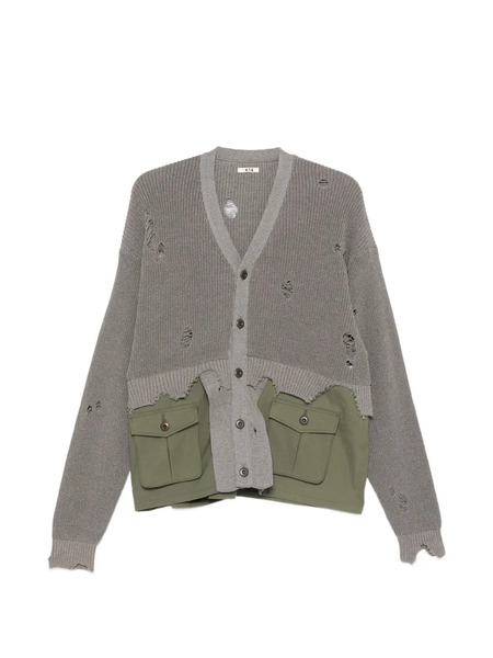  Khoki Distressed Pocket Cardigan - Grey 